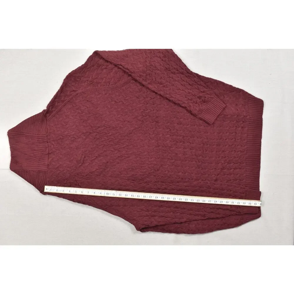 Oak Hill Men's 4XLT Burgundy Shawl Neck Cable Knit Cotton Sweater NWT Big & Tall